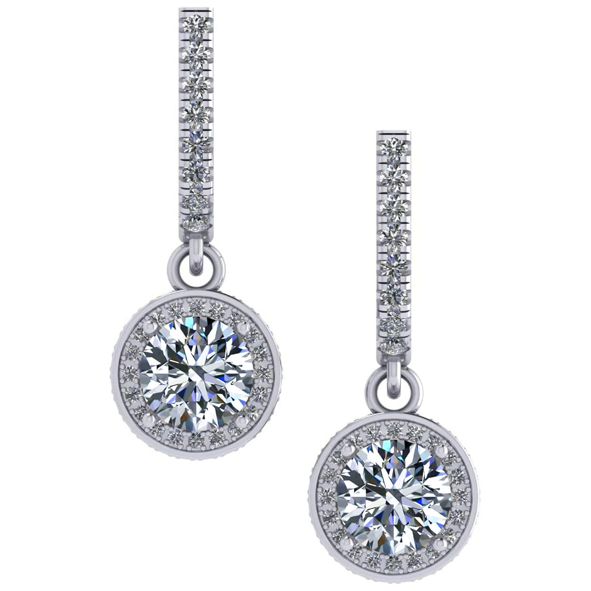 Halo Birthstone Dangle Earrings w/ Pure Brilliance Zirconia Accent Gemstones in Sterling Silver for Women