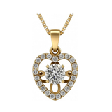 Central Diamond Center Heart Dancing Gemstone Necklace for Women in 925 Sterling Silver w/Pure Brilliance Zirconia