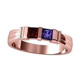 Central Diamond Center Princess Couples 2 Stone Ring w/Simulated Birthstones in Silver, 10K or 14K Gold