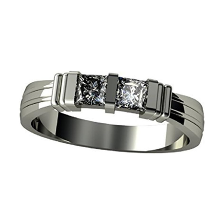 Central Diamond Center Princess Couples 2 Stone Ring w/Simulated Birthstones in Silver, 10K or 14K Gold