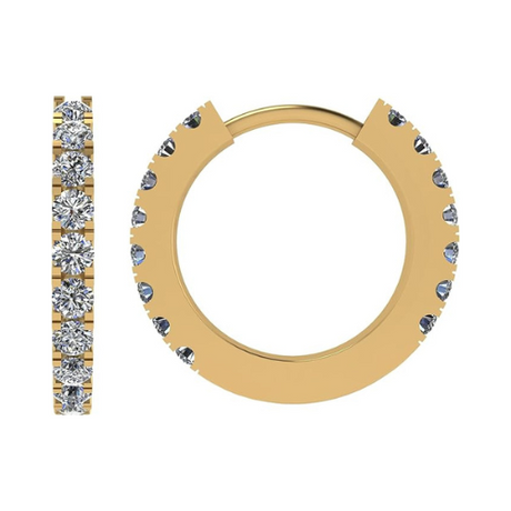 Round Huggie Hoop Earrings Pure Brilliance Zirconia in Solid 925 Sterling Silver For Women, Men, & Teens