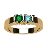 Central Diamond Center S-Bar Couples 2 Stone Ring w/ Simulated Birthstones, Sterling Silver, 10K, or 14K Gold