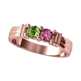 Central Diamond Center Shared Prong Couples 2 Stone Ring w/Simulated Birthstones in Sterling Silver, 10K or 14K Gold