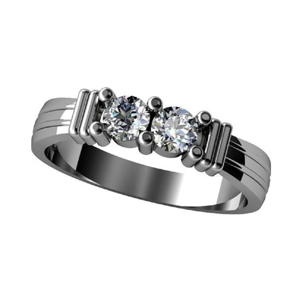Central Diamond Center Shared Prong Couples 2 Stone Ring w/Simulated Birthstones in Sterling Silver, 10K or 14K Gold