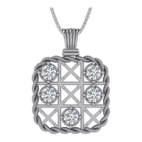 Central Diamond Center Solid Sterling Silver Tic Tac Toe Necklace made with Pure Brilliance Zirconia