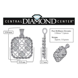 Central Diamond Center Solid Sterling Silver Tic Tac Toe Necklace made with Pure Brilliance Zirconia