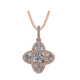 Central Diamond Center 4 Points Dancing Gemstone Pendant Necklace in Sterling Silver & Pure Brilliance Zirconia CZ
