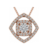 Central Diamond Center Double Square Dancing Gemstone Necklace for Women in Sterling Silver w/Pure Brilliance Zirconia