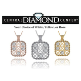 Central Diamond Center Solid Sterling Silver Tic Tac Toe Necklace made with Pure Brilliance Zirconia