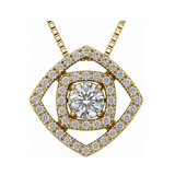 Central Diamond Center Double Square Dancing Gemstone Necklace for Women in Sterling Silver w/Pure Brilliance Zirconia