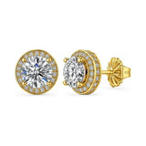 Round Halo Stud Earrings 0.85cttw-4.50cttw in Sterling Silver w/Pure Brilliance Zirconia, Hypoallergenic