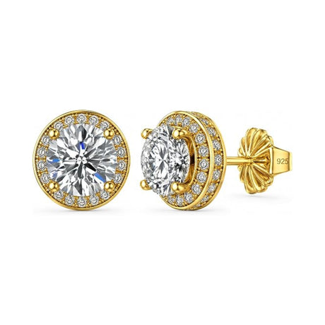 Round Halo Stud Earrings 0.85cttw-4.50cttw in Sterling Silver w/Pure Brilliance Zirconia, Hypoallergenic