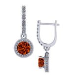 Halo Birthstone Dangle Earrings w/ Pure Brilliance Zirconia Accent Gemstones in Sterling Silver for Women