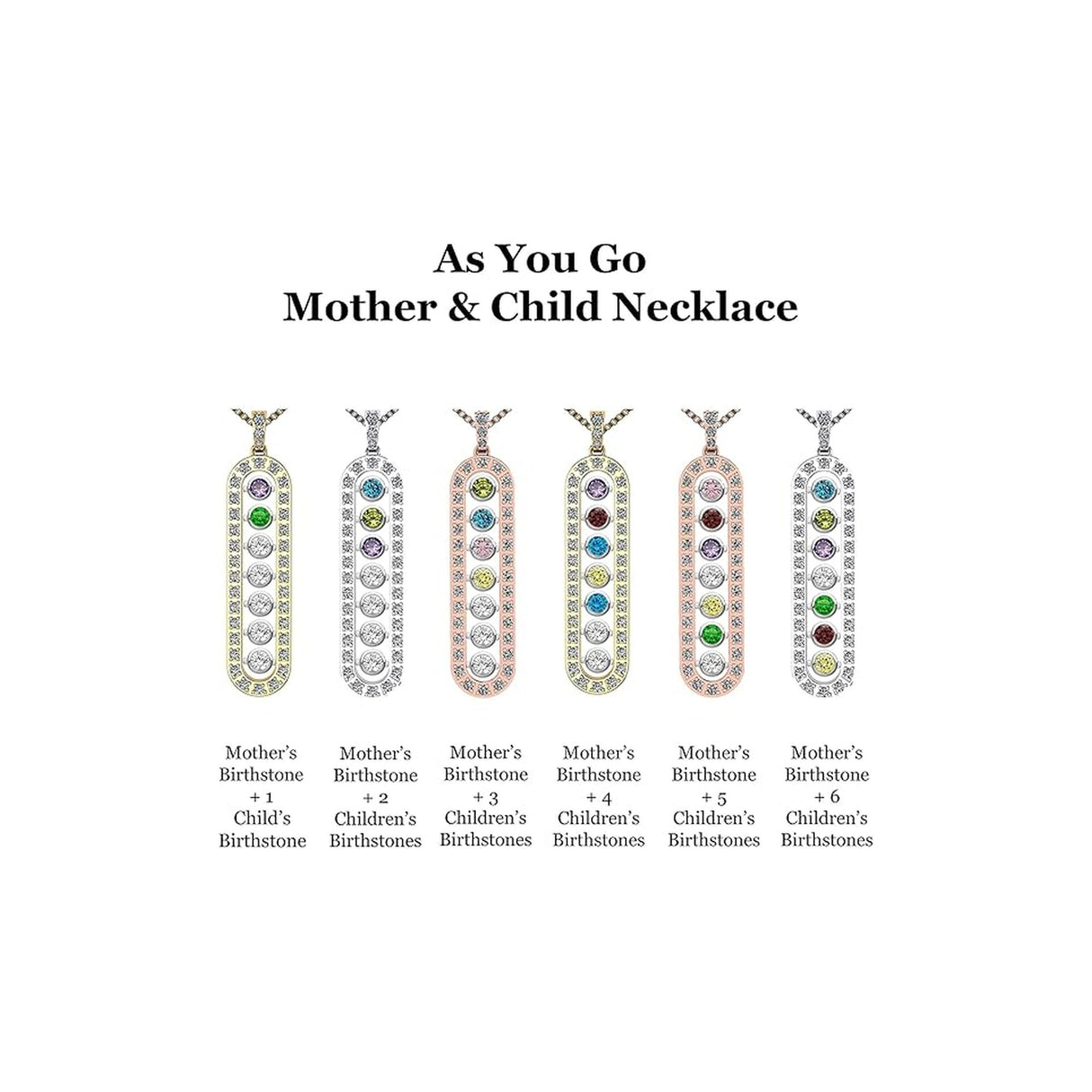 Central Diamond Center As You Go Add a Birthstone Gold Plated Sterling Silver Mother's Necklace w/ 1-7 Birthstones