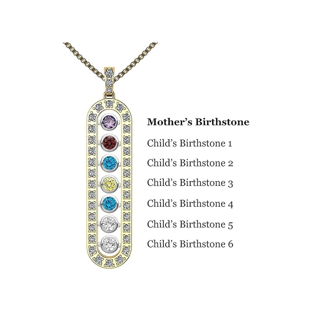 Central Diamond Center As You Go Add a Birthstone Gold Plated Sterling Silver Mother's Necklace w/ 1-7 Birthstones