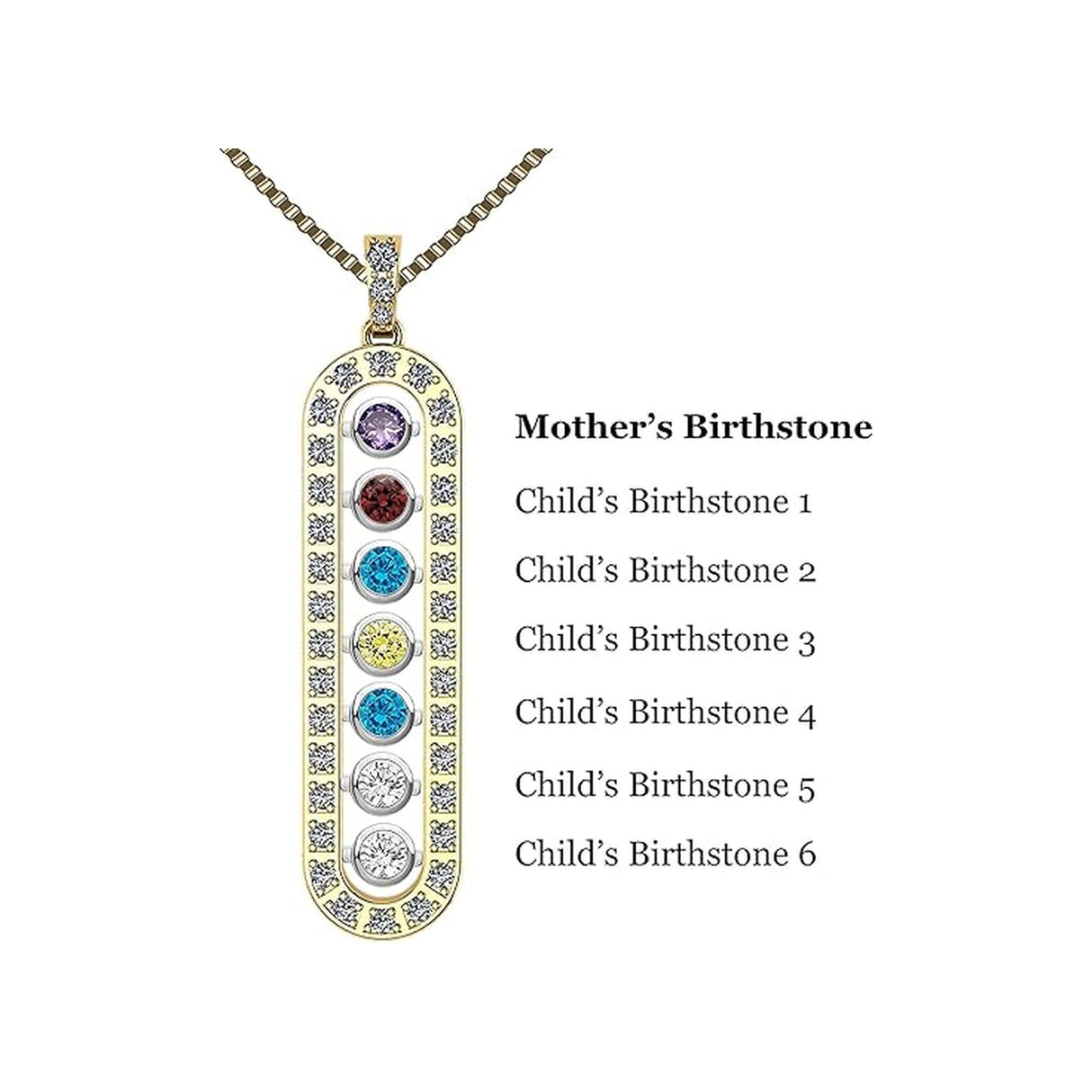 Central Diamond Center As You Go Add a Birthstone Gold Plated Sterling Silver Mother's Necklace w/ 1-7 Birthstones