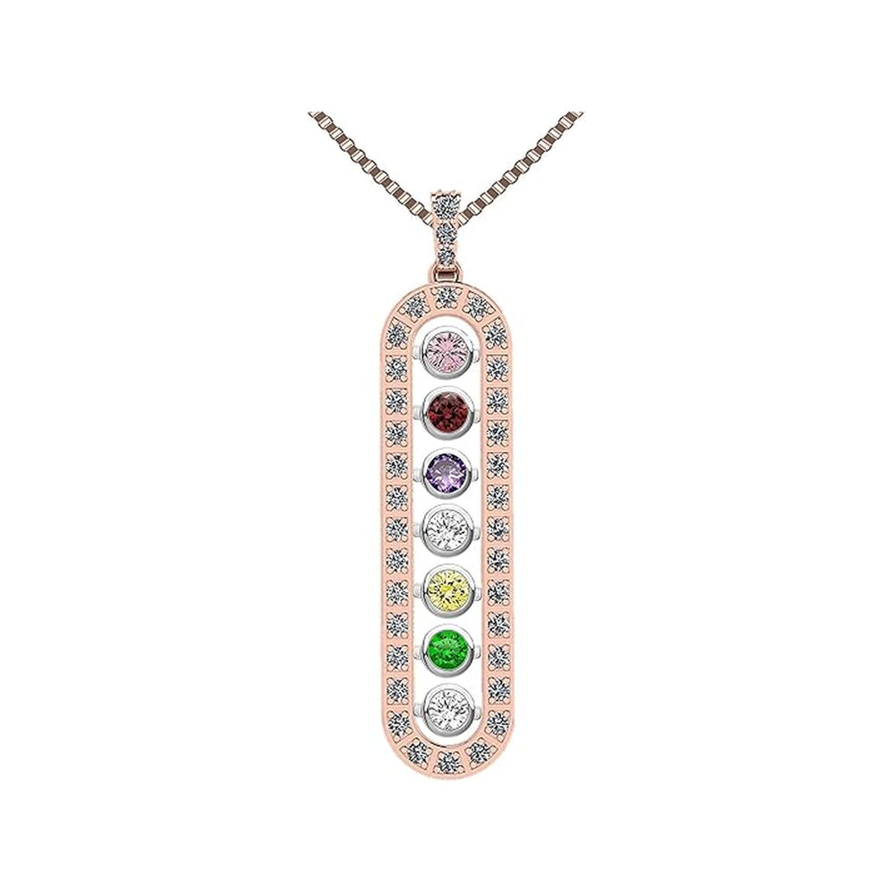 Central Diamond Center As You Go Add a Birthstone Gold Plated Sterling Silver Mother's Necklace w/ 1-7 Birthstones