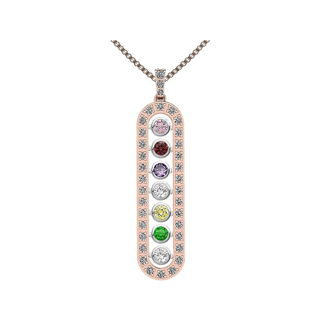 Central Diamond Center As You Go Add a Birthstone Gold Plated Sterling Silver Mother's Necklace w/ 1-7 Birthstones