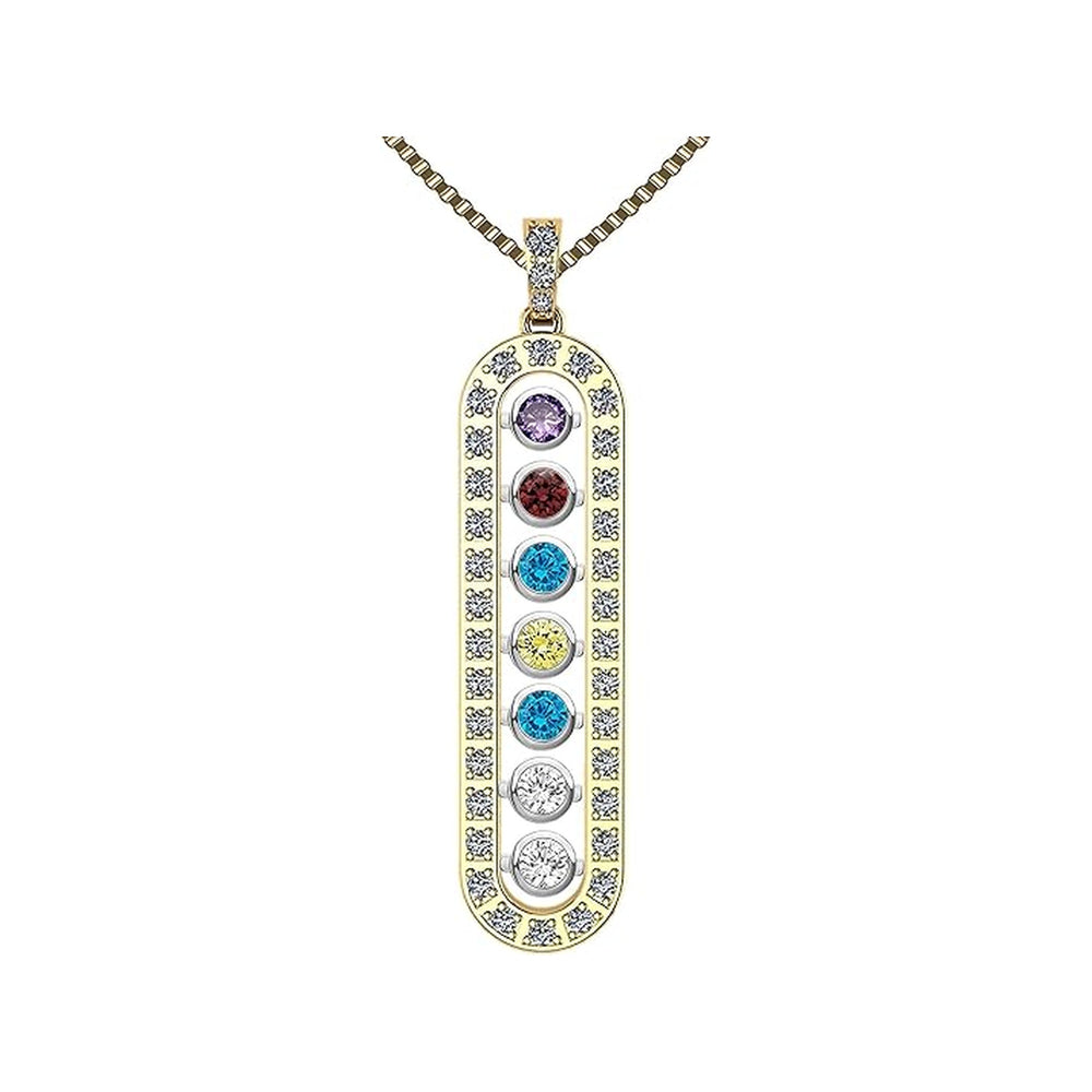 Central Diamond Center As You Go Add a Birthstone Gold Plated Sterling Silver Mother's Necklace w/ 1-7 Birthstones