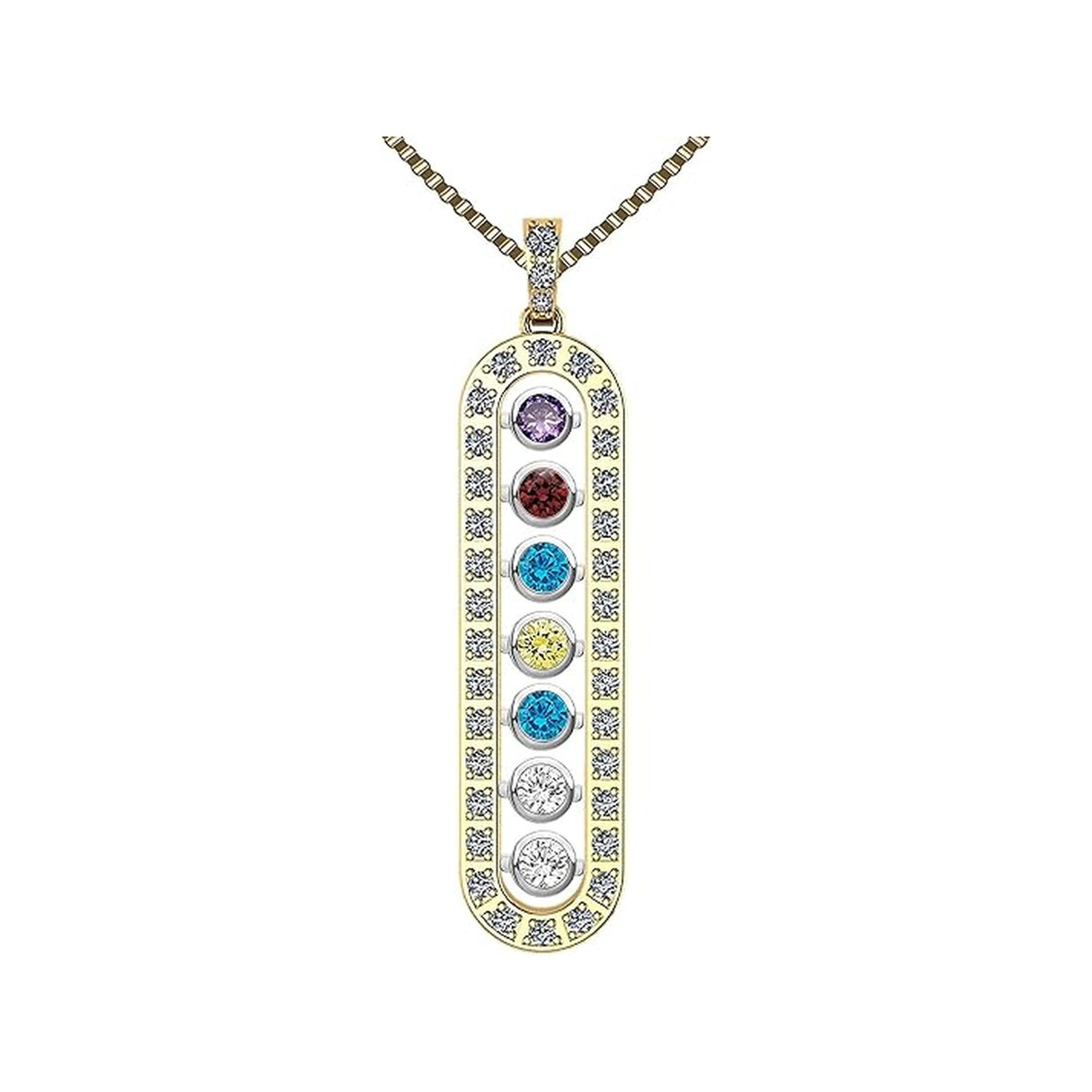 Central Diamond Center As You Go Add a Birthstone Gold Plated Sterling Silver Mother's Necklace w/ 1-7 Birthstones