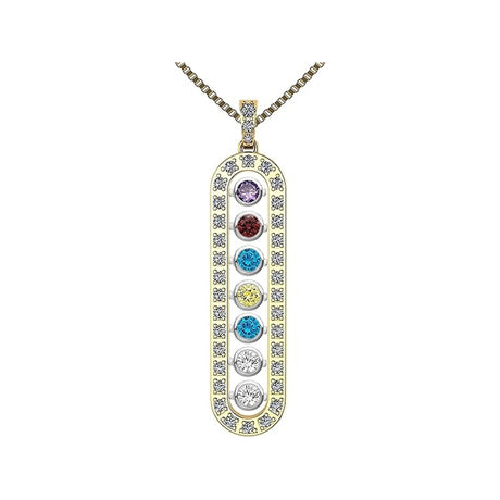 Central Diamond Center As You Go Add a Birthstone Gold Plated Sterling Silver Mother's Necklace w/ 1-7 Birthstones