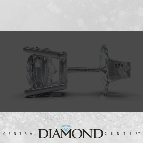 14K Solid Gold Post & Silver Simulated Diamond Stud Earrings-cubic zirconia earrings studs .30ct to 8.00ct