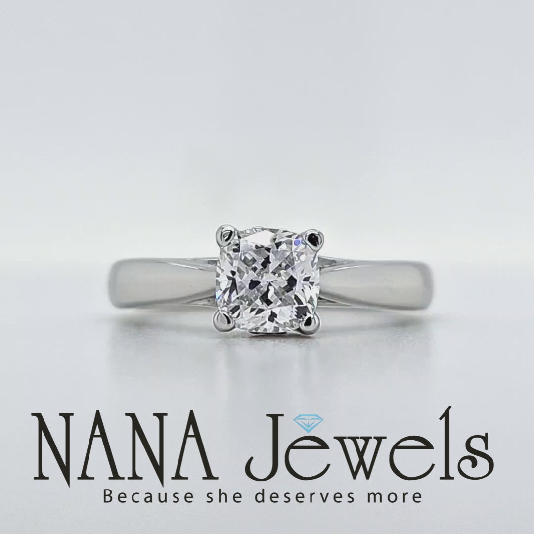 NANA Jewels 1to4ct Simulated Diamond Engagement ring Cushion Solitaire Lucita Cz & Silver