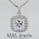 NANA Jewels Cushion Cut Halo CZ Simulated Diamond Solitaire Necklace Sterling Silver 8mm Zirconia Center Gemstone