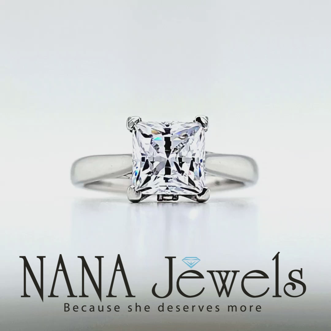 NANA Jewels 1 to4ct Simulated Diamond Engagement ring Princess Solitaire Lucita Cz & Silver