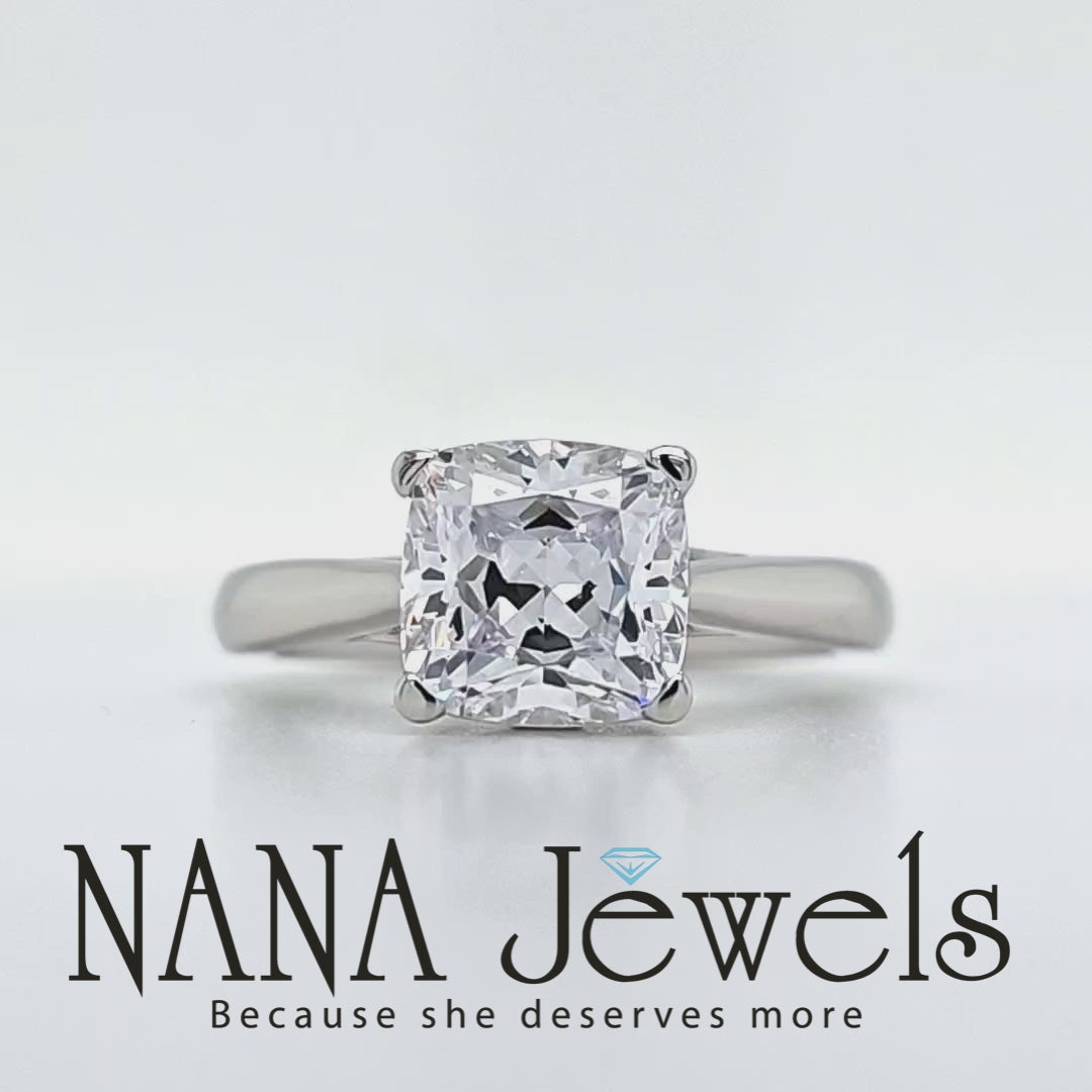 NANA Jewels 1to4ct Simulated Diamond Engagement ring Cushion Solitaire Lucita Cz & Silver