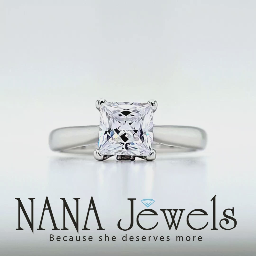 NANA Jewels 1 to4ct Simulated Diamond Engagement ring Princess Solitaire Lucita Cz & Silver