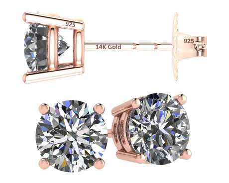 Model wearing elegant 1.00ct cubic zirconia earrings studs.