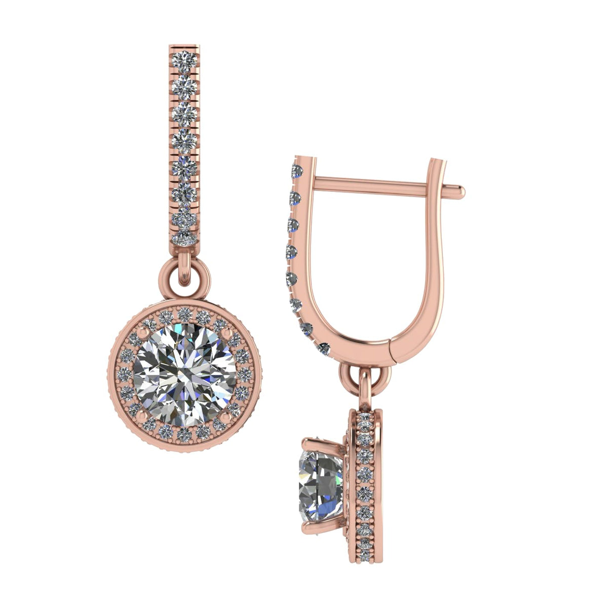 Halo Birthstone Dangle Earrings w/ Pure Brilliance Zirconia Accent Gemstones in Sterling Silver for Women