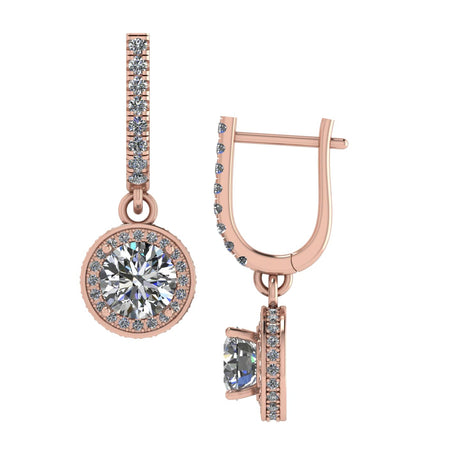 Halo Birthstone Dangle Earrings w/ Pure Brilliance Zirconia Accent Gemstones in Sterling Silver for Women