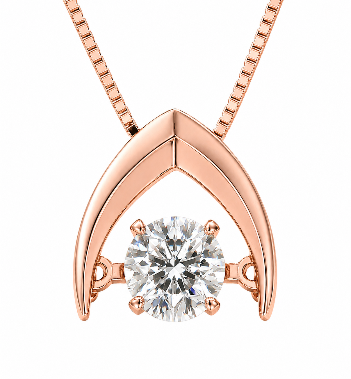 Central Diamond Center Omega Dancing Gemstone Necklace for Women in 925 Sterling Silver & Pure Brilliance Zirconia CZ