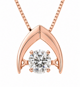 Central Diamond Center Omega Dancing Gemstone Necklace for Women in 925 Sterling Silver & Pure Brilliance Zirconia CZ