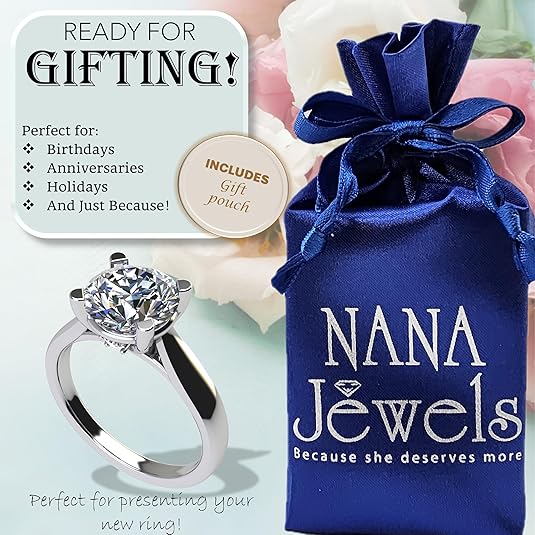 NANA Jewels Lucita Round Cut Solitaire Wedding Engagement Ring Series in 14K Gold w/Pure Brilliance Zirconia Simulated Diamond