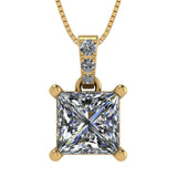 Princess Cut Solitaire Necklace, 4 Prong Sterling Silver w/Pure Brilliance Zirconia, 6.0mm, 7.0mm & 8.0mm