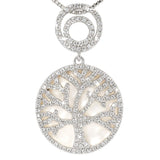 Central Diamond Center Sterling Silver Tree of Life Pendant Necklace or Earrings with CZ and Mother of Pearl – Gift for Women