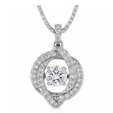 Central Diamond Center Swirl Dancing Gemstone Necklace for Women in Solid 925 Sterling Silver w/Pure Brilliance Zirconia CZ