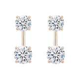 Central Diamond Center Earring Jackets with Cubic Zirconia – Sterling Silver, Adjustable Drop Design – 1.50 CTW (5.25mm & 6.50mm Stones)