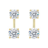 Central Diamond Center Earring Jackets with Cubic Zirconia – Sterling Silver, Adjustable Drop Design – 1.50 CTW (5.25mm & 6.50mm Stones)