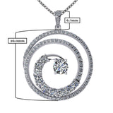 Elegant Swirl Simulated Diamond Necklace – Solid Sterling Silver, Platinum Plated – Dazzling Central Diamond Accent for Women