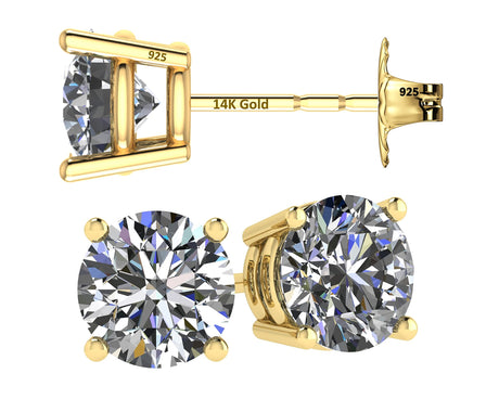 Pair of 2.00ct silver simulated diamond stud earrings on a velvet display.