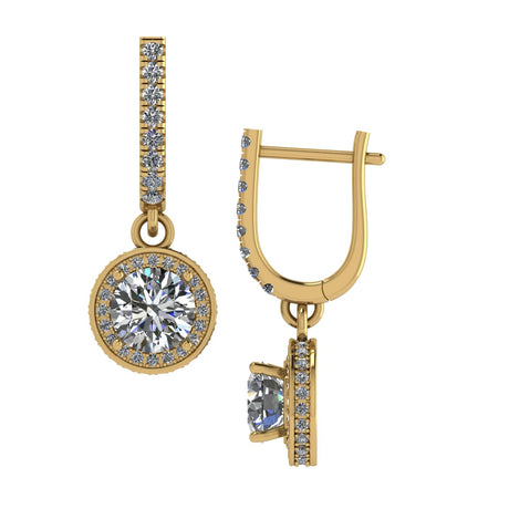 Halo Birthstone Dangle Earrings w/ Pure Brilliance Zirconia Accent Gemstones in Sterling Silver for Women